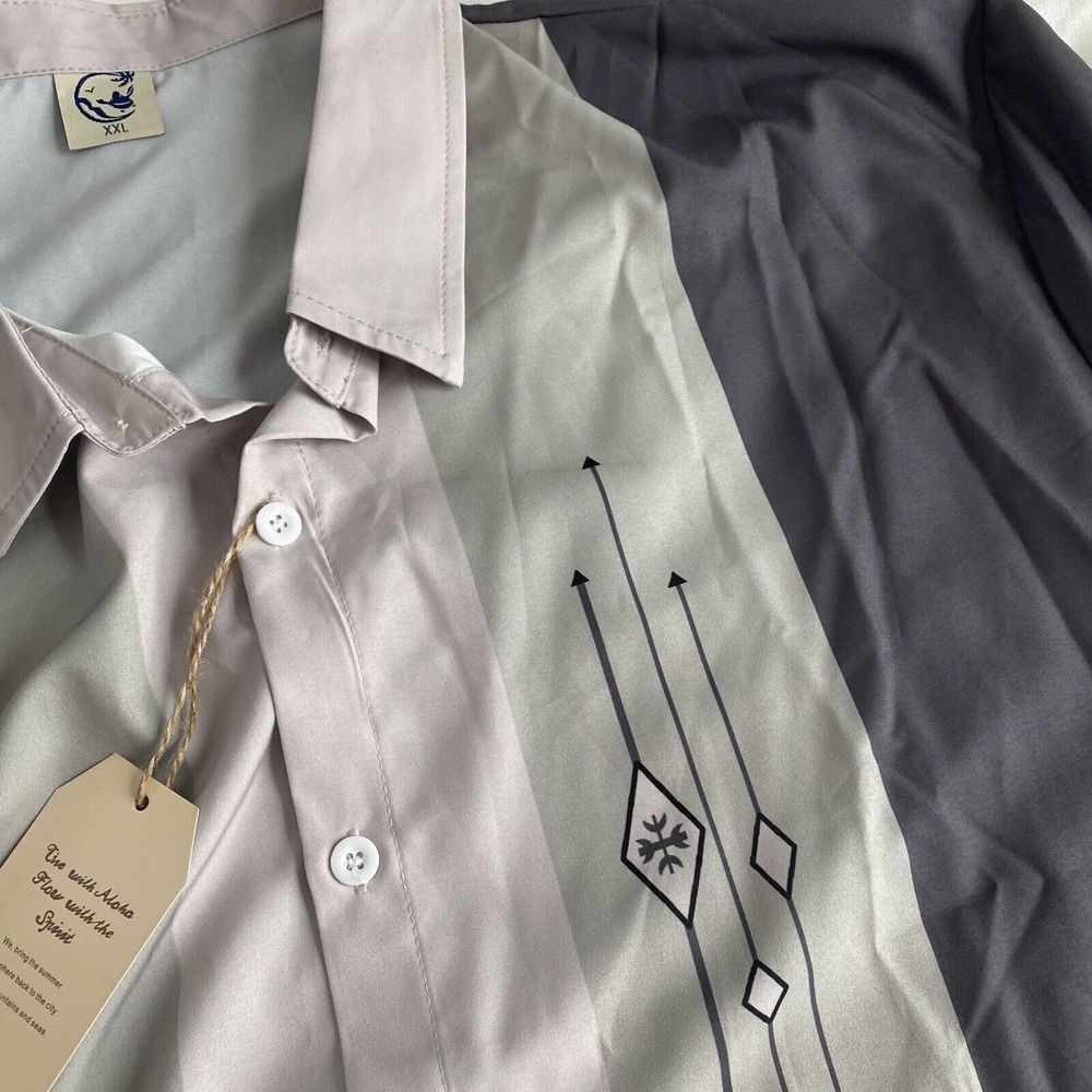 Hardaddy Shirt 2XL Men's Tan & Green  Stretch‎ Short Sleeve Classic Button-Up